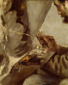 Frederick Bazille an seiner Staffelei, 1867 (Detail) von Pierre Auguste Renoir